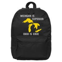 Michigan Is Superior Ohio Is Erie 16 in Basic Backpack