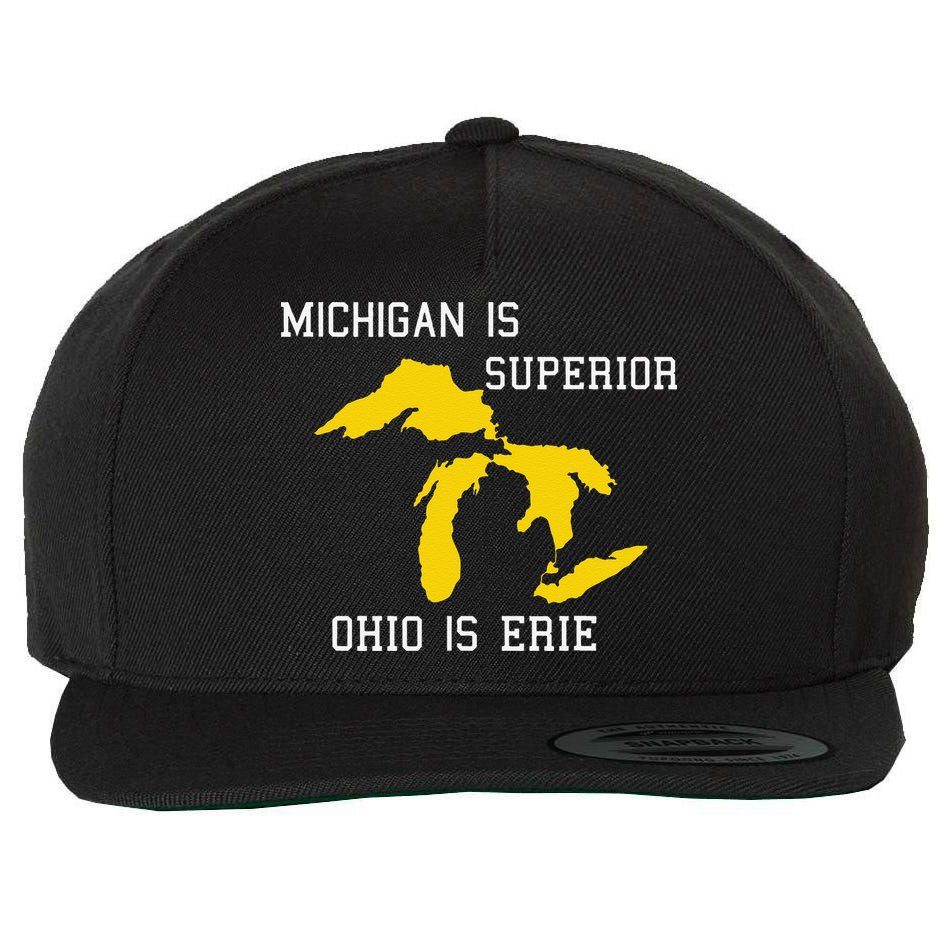 Michigan Is Superior Ohio Is Erie Wool Snapback Cap