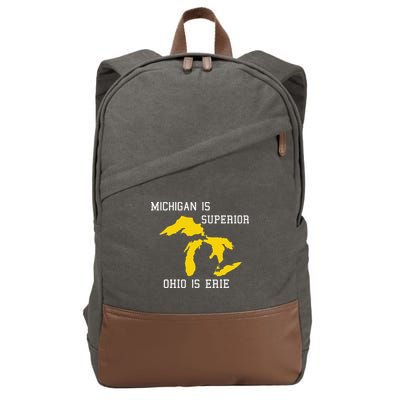 Michigan Is Superior Ohio Is Erie Cotton Canvas Backpack