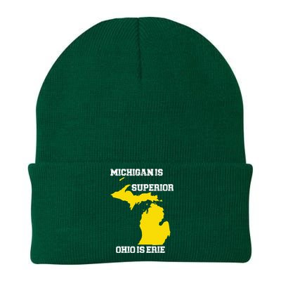 Michigan Is Superior Ohio Is Erie Funny Michigan Map Knit Cap Winter Beanie