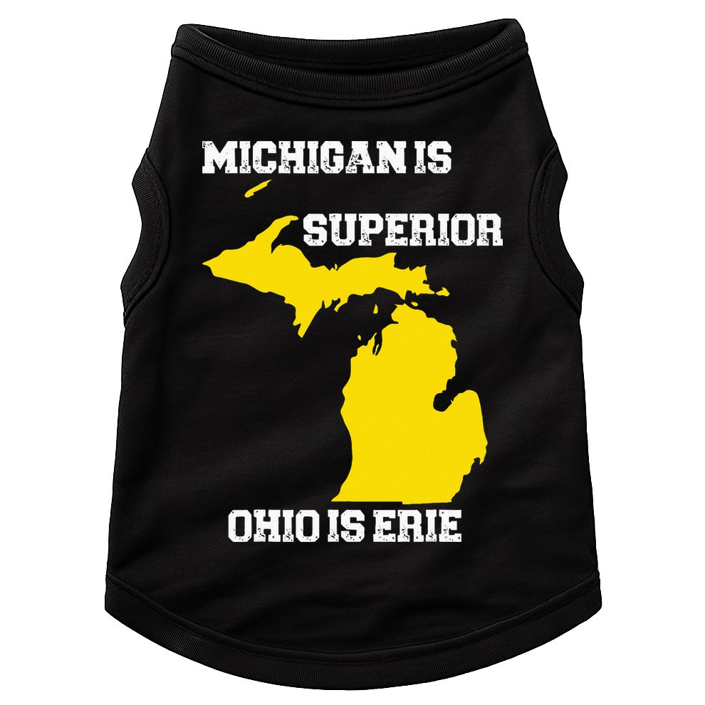 Michigan Is Superior Ohio Is Erie Funny Michigan Map Doggie Tank