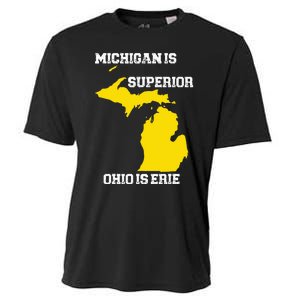 Michigan Is Superior Ohio Is Erie Funny Michigan Map Cooling Performance Crew T-Shirt