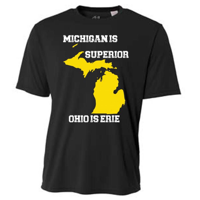 Michigan Is Superior Ohio Is Erie Funny Michigan Map Cooling Performance Crew T-Shirt