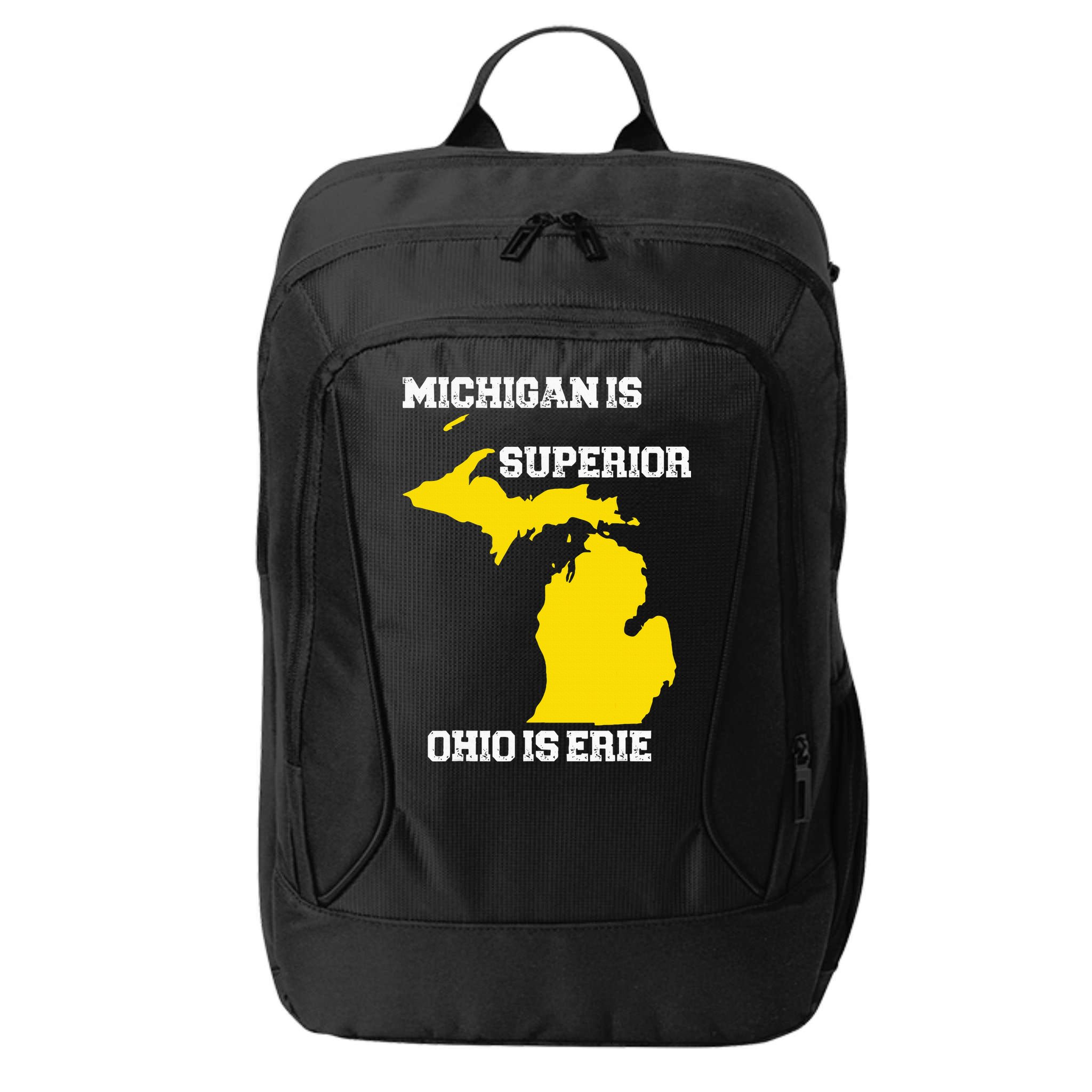 Michigan Is Superior Ohio Is Erie Funny Michigan Map City Backpack