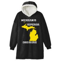 Michigan Is Superior Ohio Is Erie Funny Michigan Map Hooded Wearable Blanket