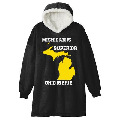 Michigan Is Superior Ohio Is Erie Funny Michigan Map Hooded Wearable Blanket