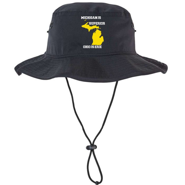 Michigan Is Superior Ohio Is Erie Funny Michigan Map Bucket Hat