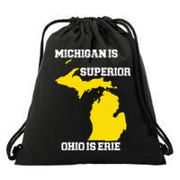 Michigan Is Superior Ohio Is Erie Funny Michigan Map Drawstring Bag