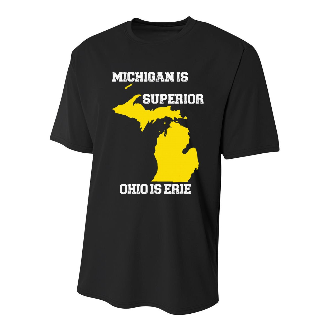 Michigan Is Superior Ohio Is Erie Funny Michigan Map Youth Performance Sprint T-Shirt