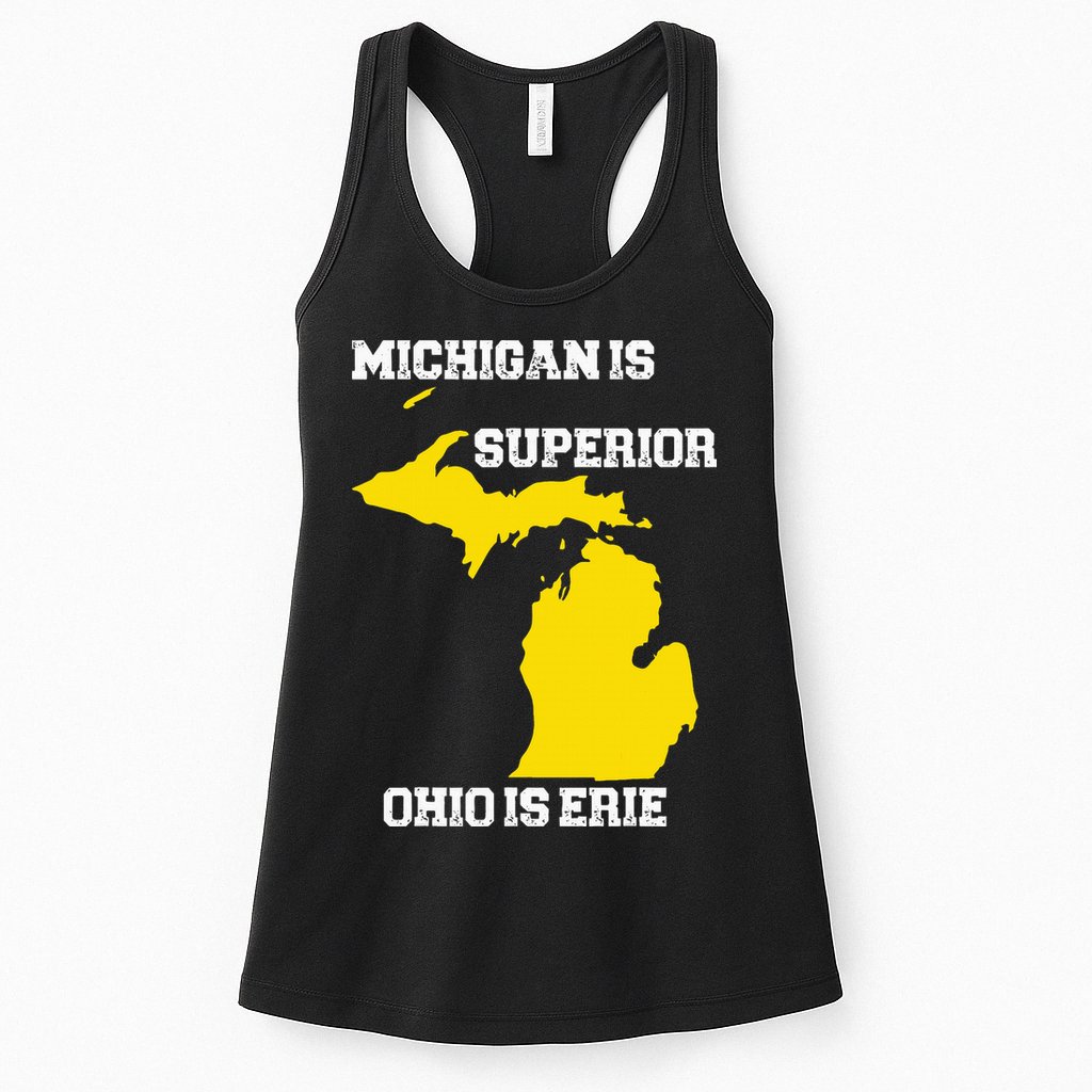 Michigan Is Superior Ohio Is Erie Funny Michigan Map Womens Tank Top