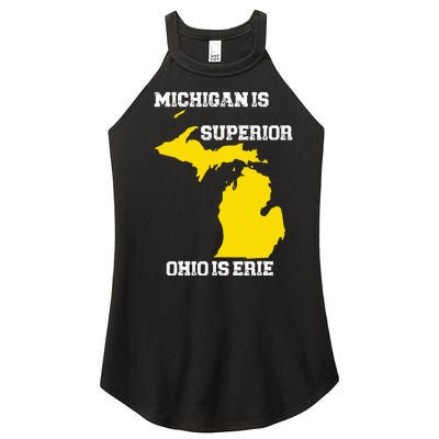 Michigan Is Superior Ohio Is Erie Funny Michigan Map Women’s Perfect Tri Rocker Tank