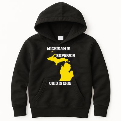 Michigan Is Superior Ohio Is Erie Funny Michigan Map Kids Hoodie