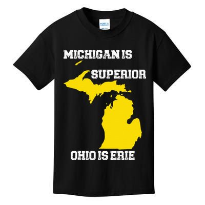Michigan Is Superior Ohio Is Erie Funny Michigan Map Kids T-Shirt