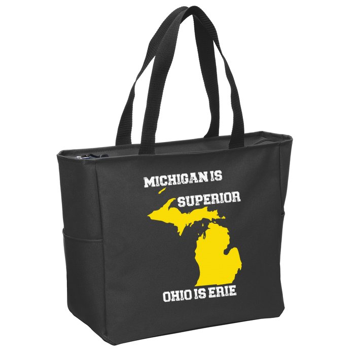 Michigan Is Superior Ohio Is Erie Funny Michigan Map Zip Tote Bag