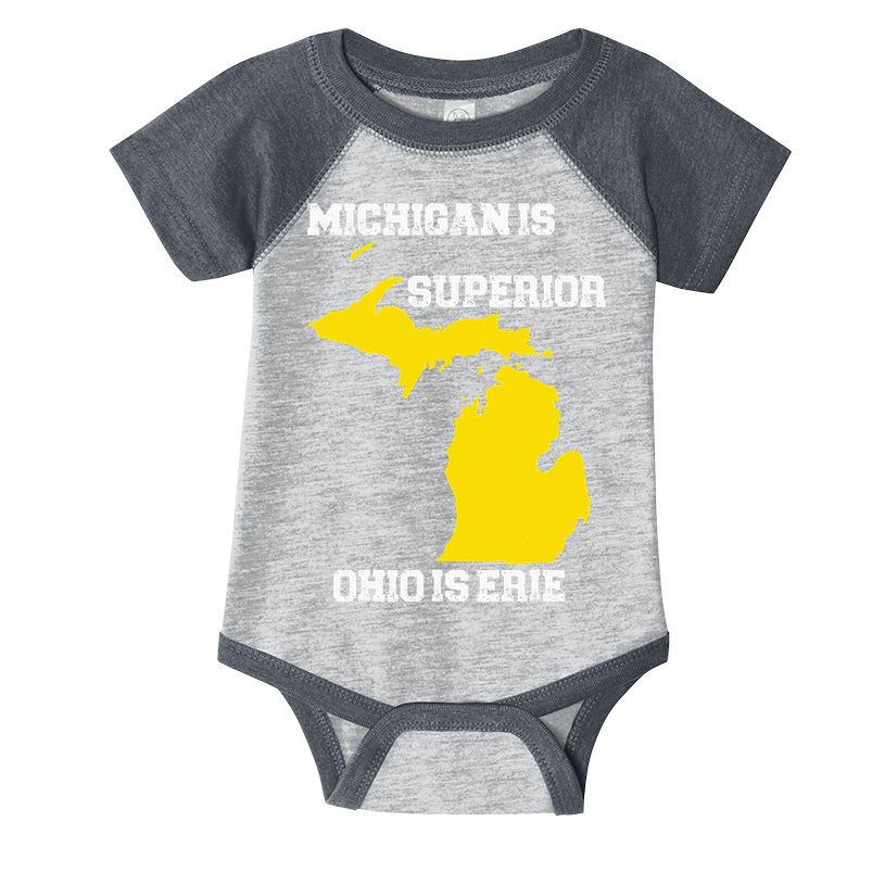 Michigan Is Superior Ohio Is Erie Funny Michigan Map Infant Baby Jersey Bodysuit
