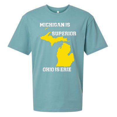 Michigan Is Superior Ohio Is Erie Funny Michigan Map Sueded Cloud Jersey T-Shirt