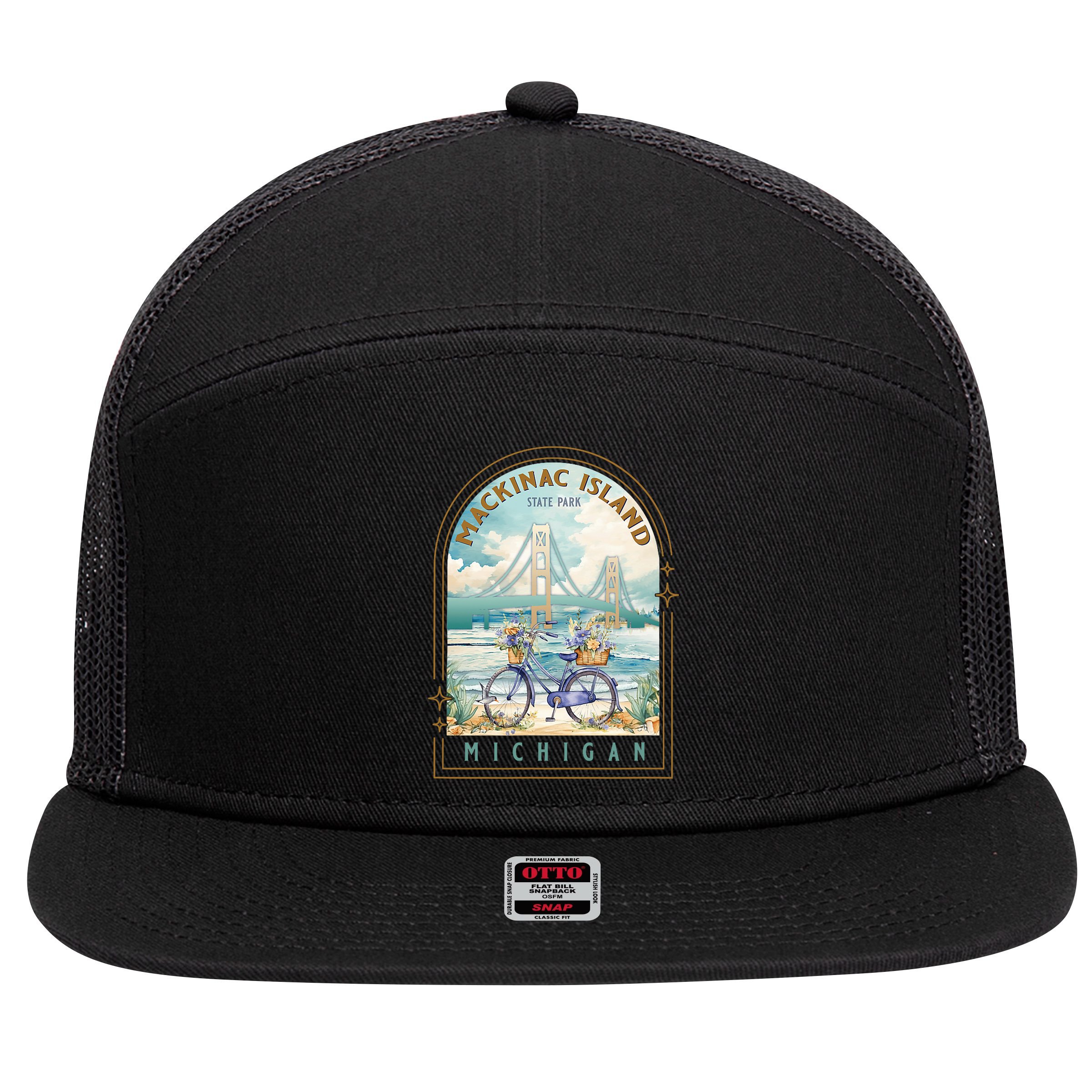 Mackinac Island State Park Michigan Usa Lake Huron Souvenir 7 Panel Mesh Trucker Snapback Hat