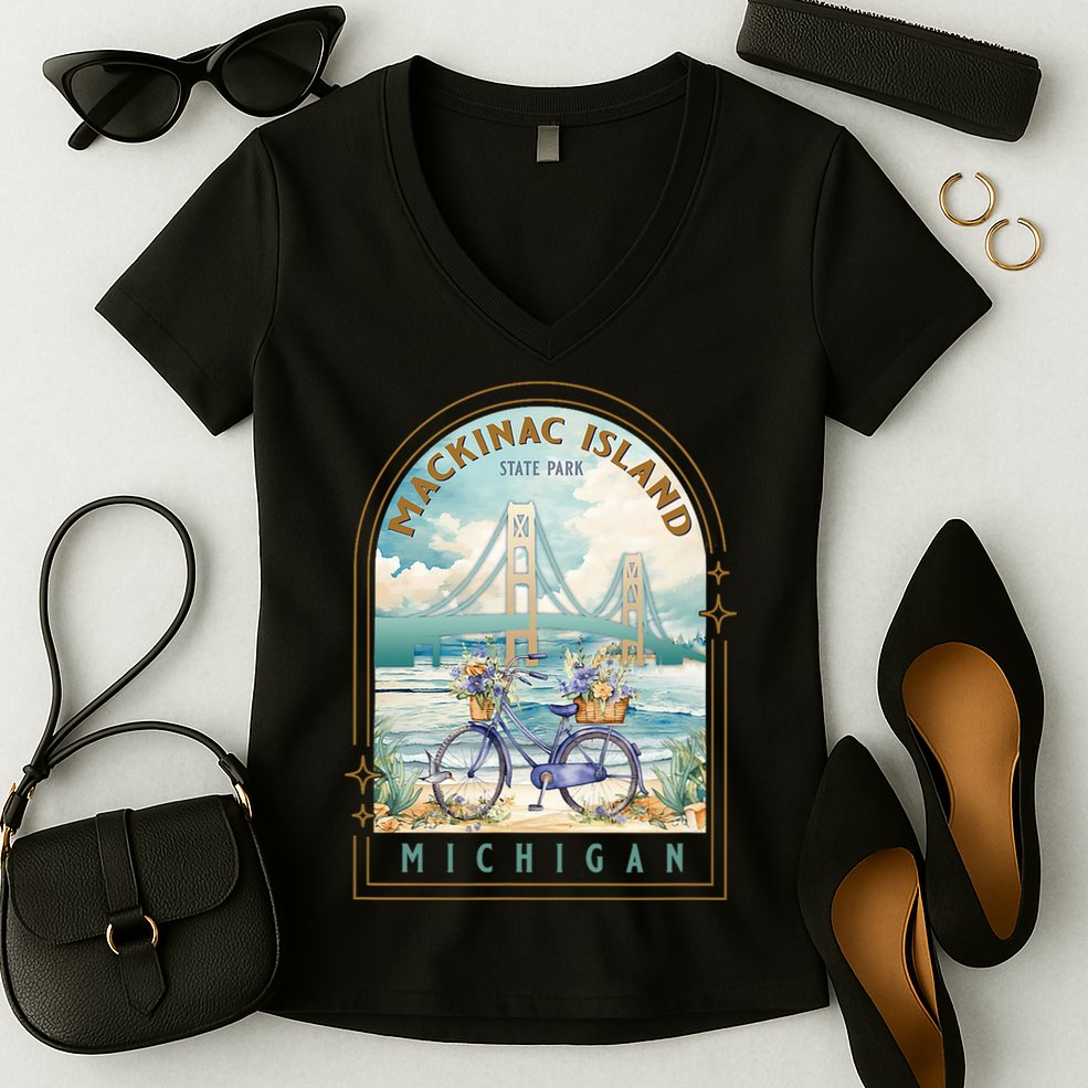 Mackinac Island State Park Michigan Usa Lake Huron Souvenir Women's V-Neck T-Shirt