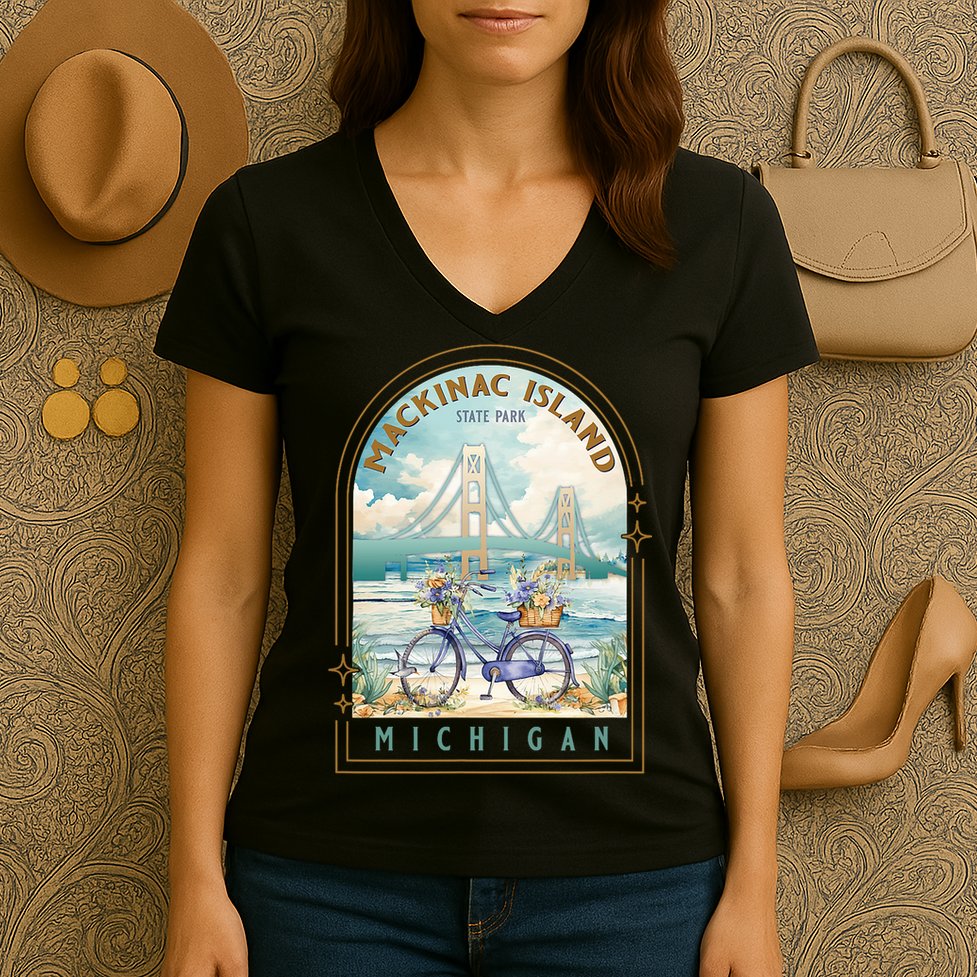 Mackinac Island State Park Michigan Usa Lake Huron Souvenir Women's V-Neck T-Shirt