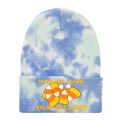 Miss Me With That Bullshit Candy Corn Tie Dye 12in Knit Beanie