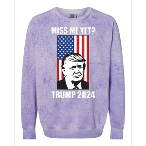 Miss Me Yet? Trump 2024 USA American Flag Colorblast Crewneck Sweatshirt