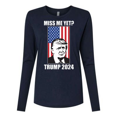 Miss Me Yet? Trump 2024 USA American Flag Womens Cotton Relaxed Long Sleeve T-Shirt