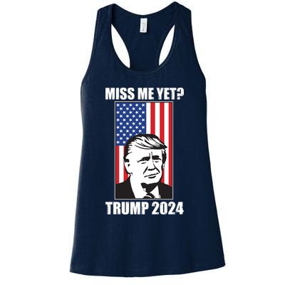 Miss Me Yet? Trump 2024 USA American Flag Womens Tank Top