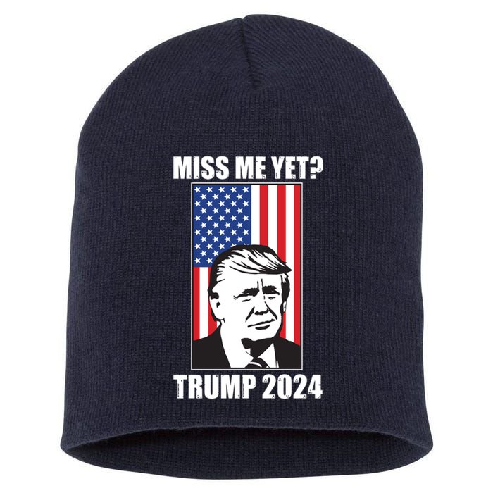 Miss Me Yet? Trump 2024 USA American Flag Short Acrylic Beanie