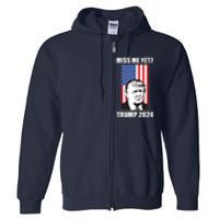 Miss Me Yet? Trump 2024 USA American Flag Full Zip Hoodie