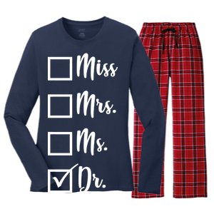 Miss Mrs Ms Dr Women's Long Sleeve Flannel Pajama Set 