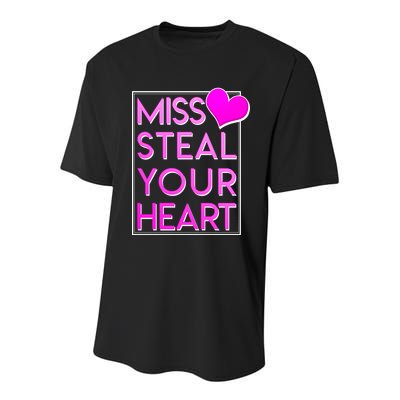 Miss Steal Your Heart Valentines Day Youth Performance Sprint T-Shirt