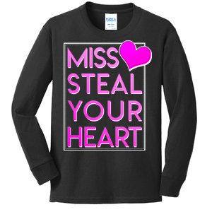 Miss Steal Your Heart Valentines Day Kids Long Sleeve Shirt