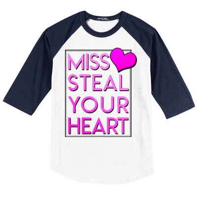 Miss Steal Your Heart Valentines Day Baseball Sleeve Shirt