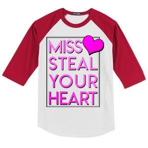 Miss Steal Your Heart Valentines Day Kids Colorblock Raglan Jersey