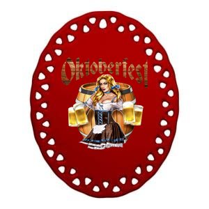 Miss Wiesn Oktoberfest Ceramic Oval Ornament