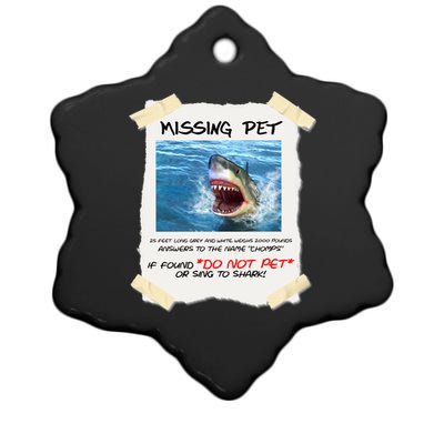 Missing Pet Funny Great White Shark  Ceramic Star Ornament