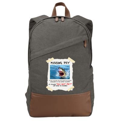 Missing Pet Funny Great White Shark  Cotton Canvas Backpack