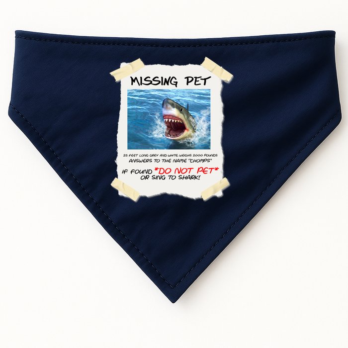 Missing Pet Funny Great White Shark  USA-Made Doggie Bandana