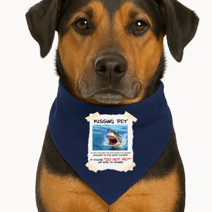 Missing Pet Funny Great White Shark  USA-Made Doggie Bandana