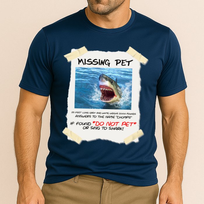 Missing Pet Funny Great White Shark  Cooling Performance Crew T-Shirt