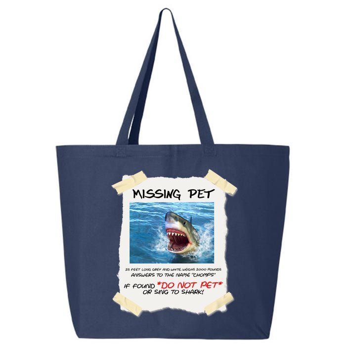Missing Pet Funny Great White Shark  25L Jumbo Tote
