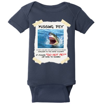 Missing Pet Funny Great White Shark  Baby Bodysuit