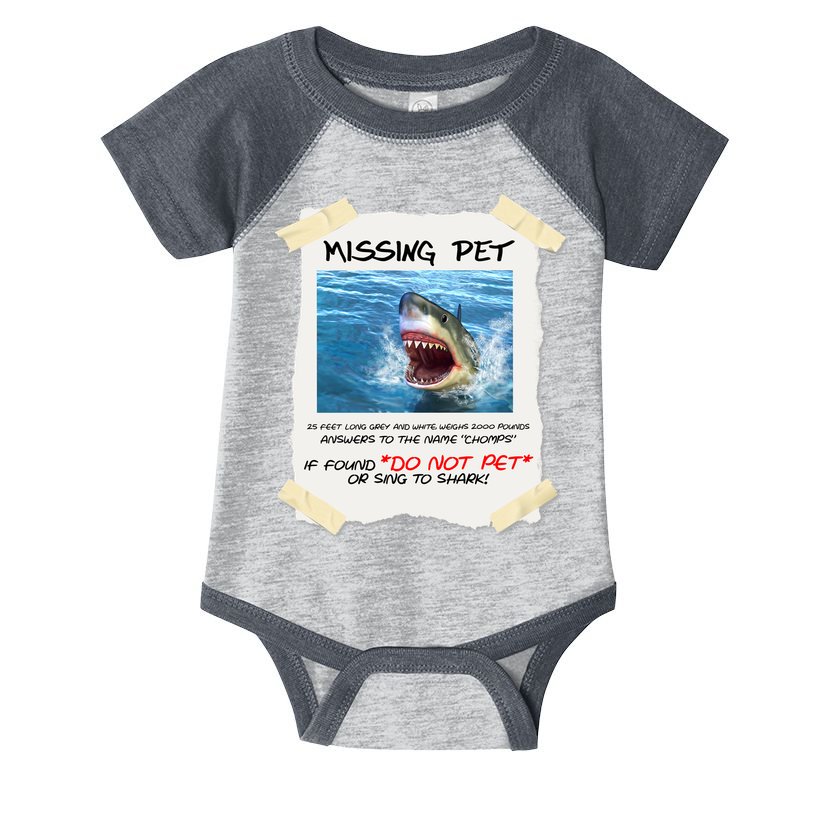 Missing Pet Funny Great White Shark  Infant Baby Jersey Bodysuit