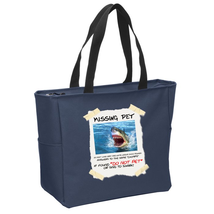 Missing Pet Funny Great White Shark  Zip Tote Bag