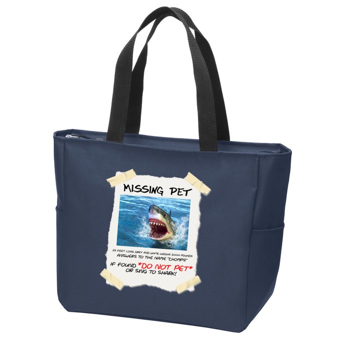 Missing Pet Funny Great White Shark  Zip Tote Bag