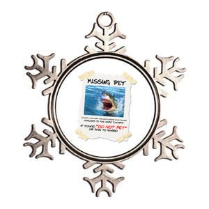 Missing Pet Funny Great White Shark  Metallic Star Ornament