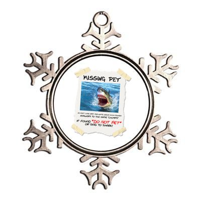 Missing Pet Funny Great White Shark  Metallic Star Ornament