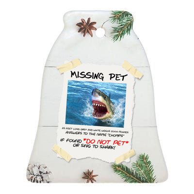 Missing Pet Funny Great White Shark  Ceramic Bell Ornament