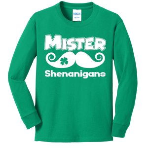 Mister Shenanigans Mustache Kids Long Sleeve Shirt