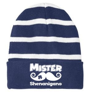 Mister Shenanigans Mustache Striped Beanie with Solid Band